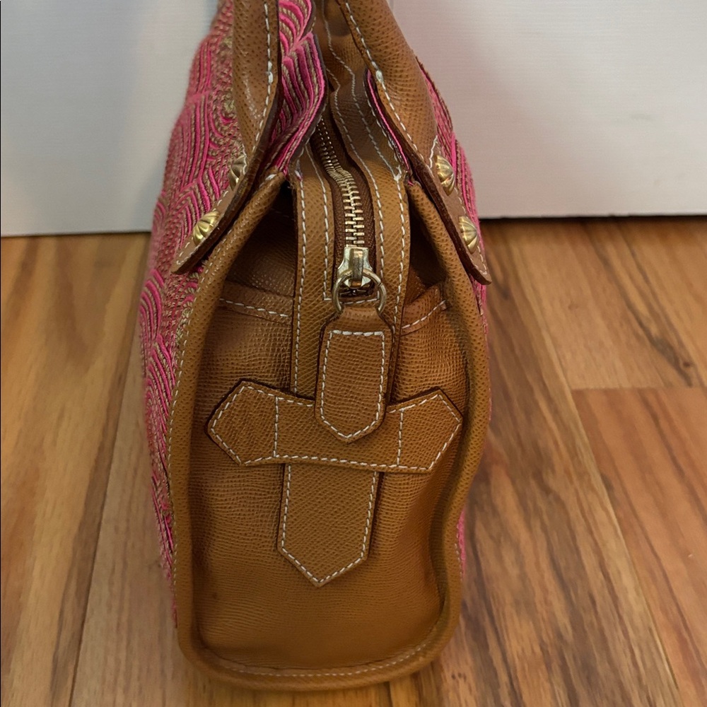 ERIC JAVITS limited edition Lil Circles Tan Pink leather bag - Picture 10 of 13